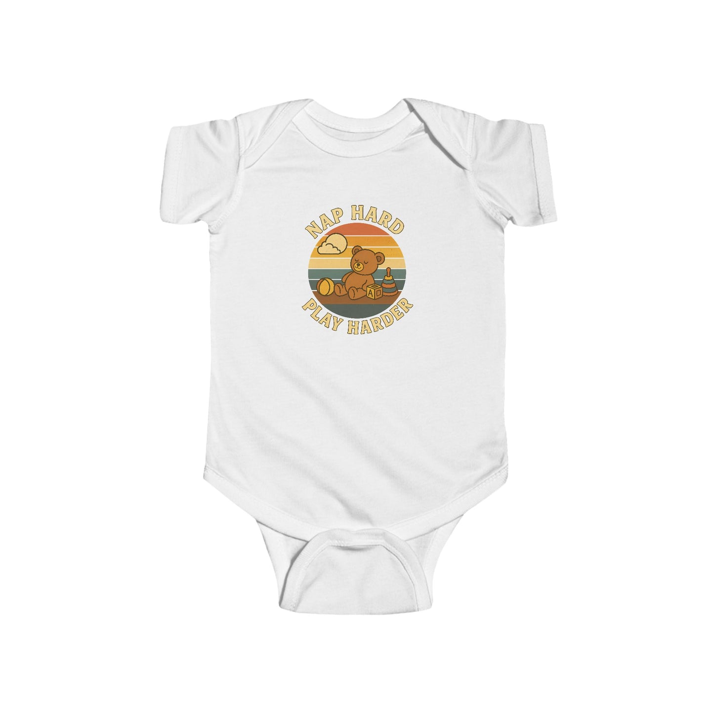 Nap Hard, Play Harder - Baby Bodysuit - Sleepy Teddy