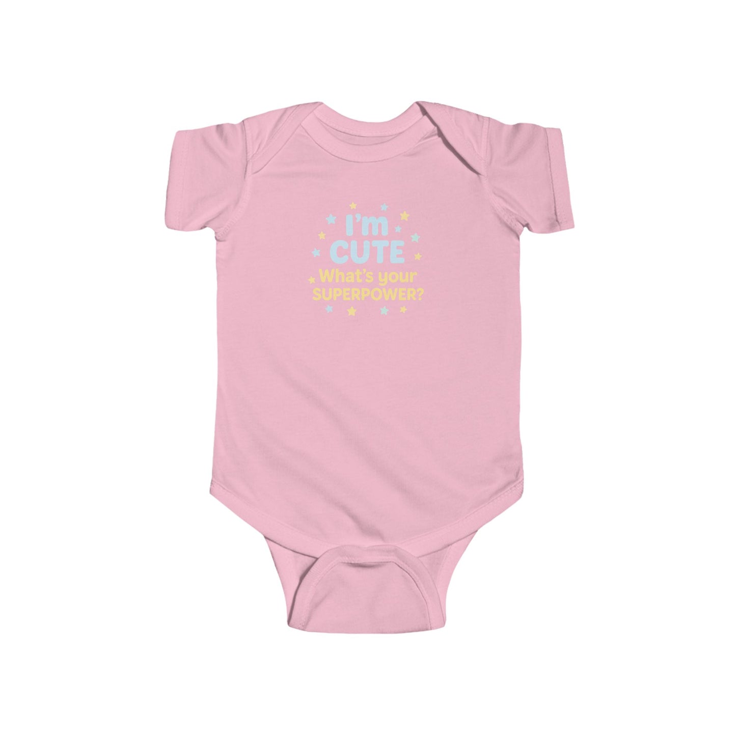 I'm Cute, What's Your Superpower? - Baby Bodysuit - Cute in blue