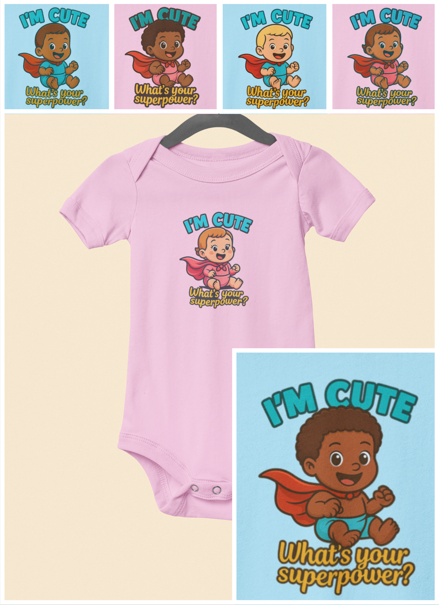 I'm Cute, What's Your Superpower? - Baby Bodysuit - Hero Lily