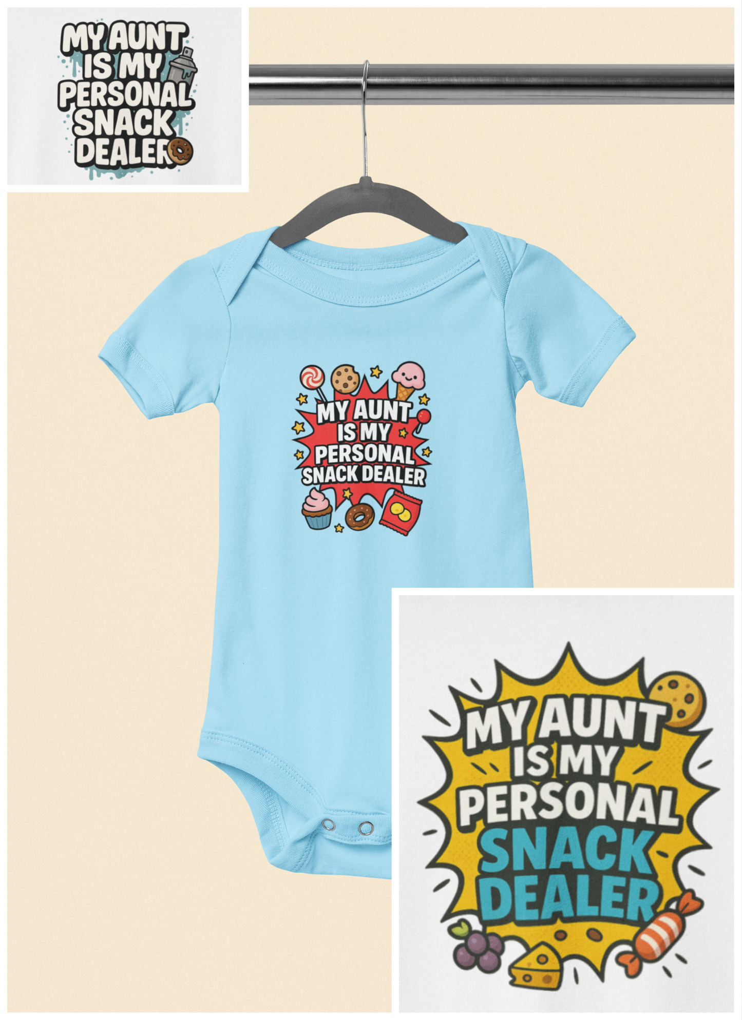 My Aunt is My Personal Snack Dealer - Baby Bodysuit - Comically Snacky