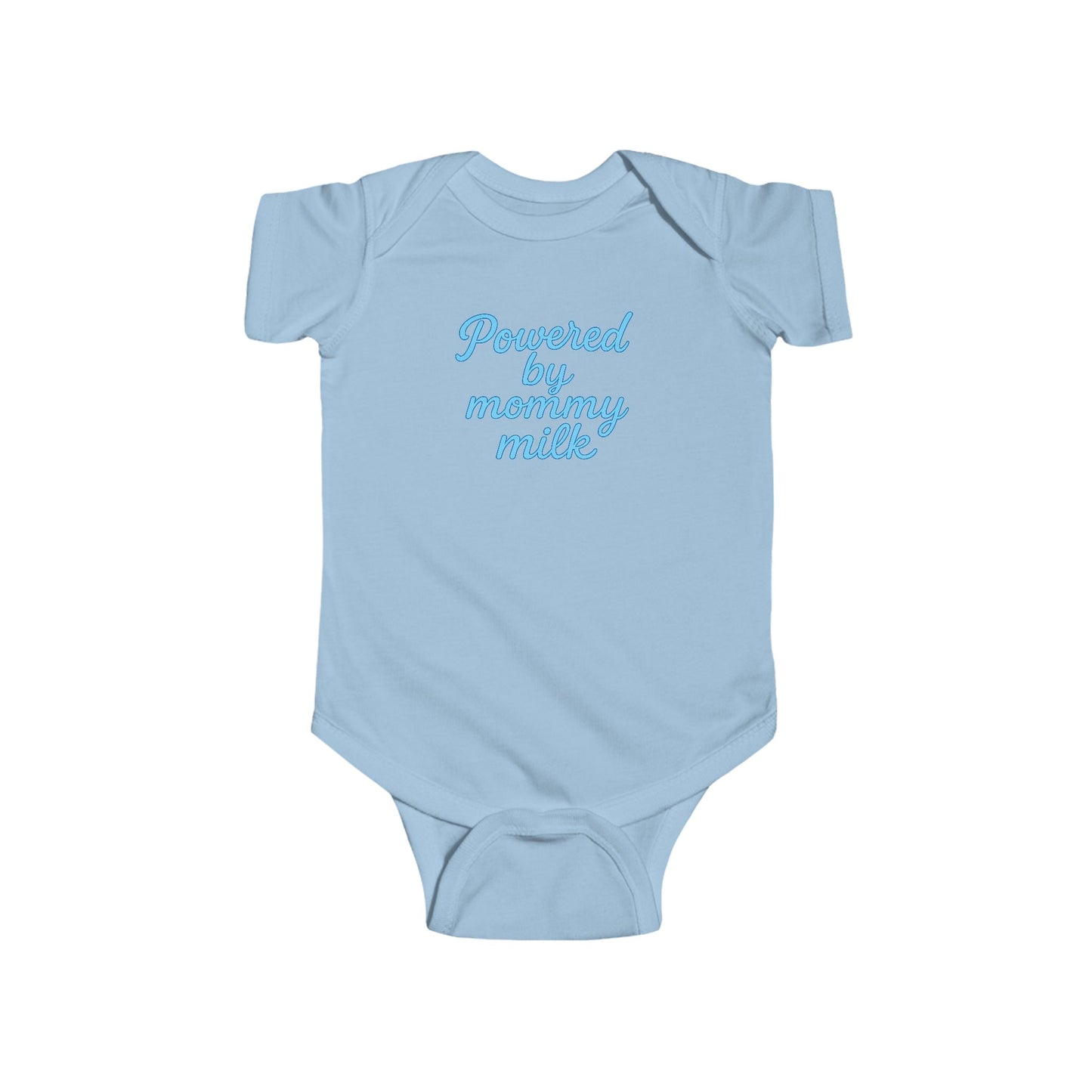 Powered by Mommy Milk -Baby Bodysuit - in Elegant Baby Blue