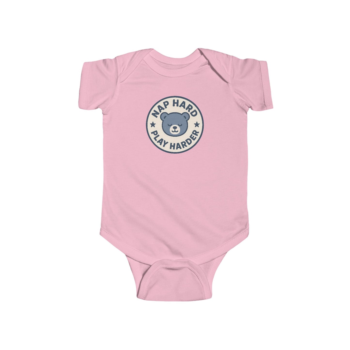 Nap Hard, Play Harder - Baby Bodysuit - Blue Bear Stamp