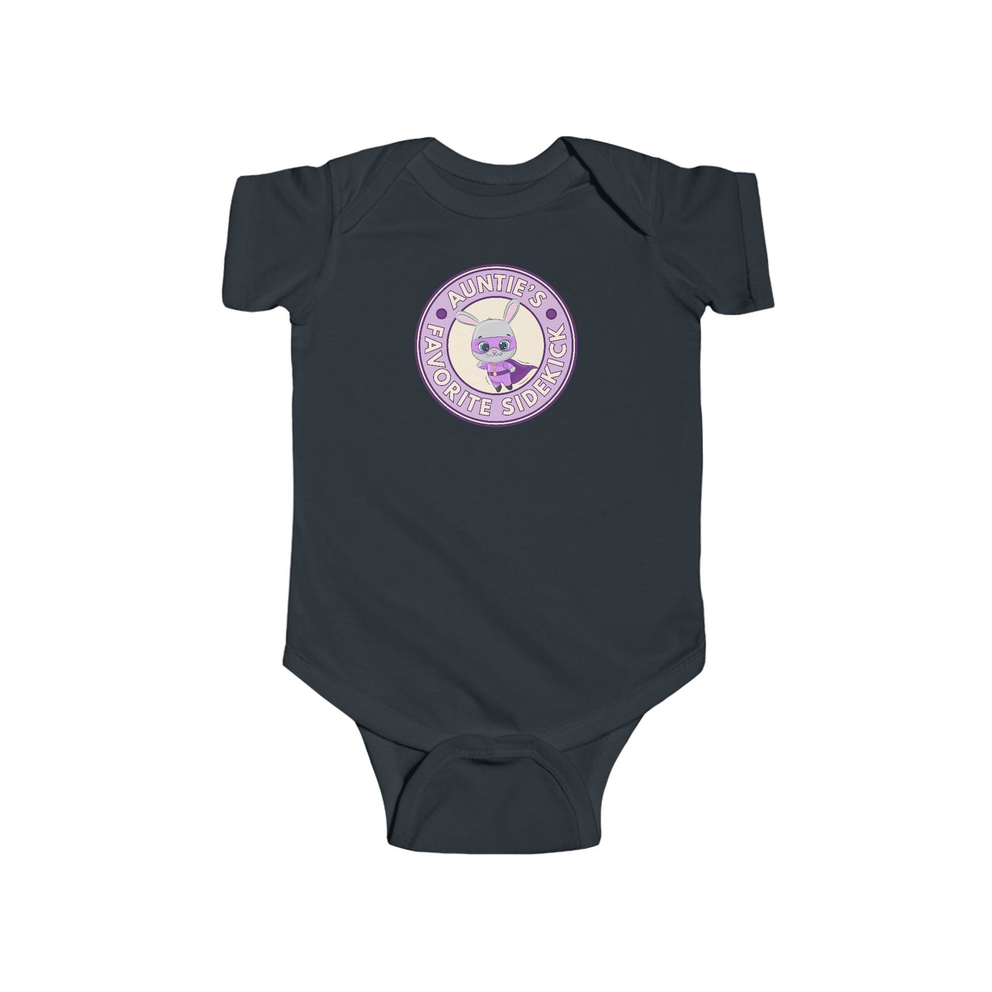 Auntie's Favorite Sidekick - Baby Bodysuit - Superhero Bunny Emblem