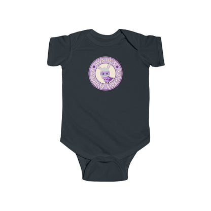 Auntie's Favorite Sidekick - Baby Bodysuit - Superhero Bunny Emblem