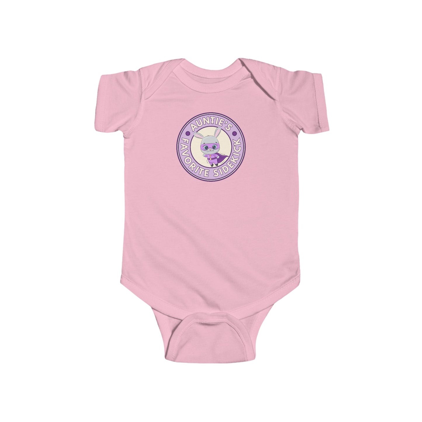 Auntie's Favorite Sidekick - Baby Bodysuit - Superhero Bunny Emblem
