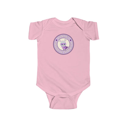 Auntie's Favorite Sidekick - Baby Bodysuit - Superhero Bunny Emblem