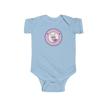 Auntie's Favorite Sidekick - Baby Bodysuit - Superhero Bunny Emblem