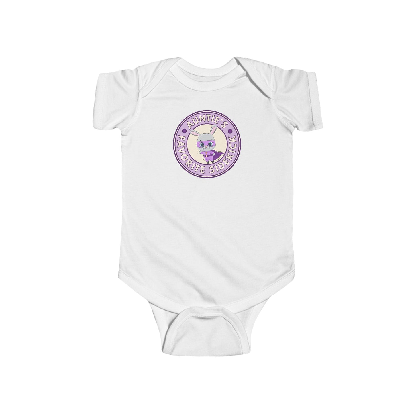 Auntie's Favorite Sidekick - Baby Bodysuit - Superhero Bunny Emblem