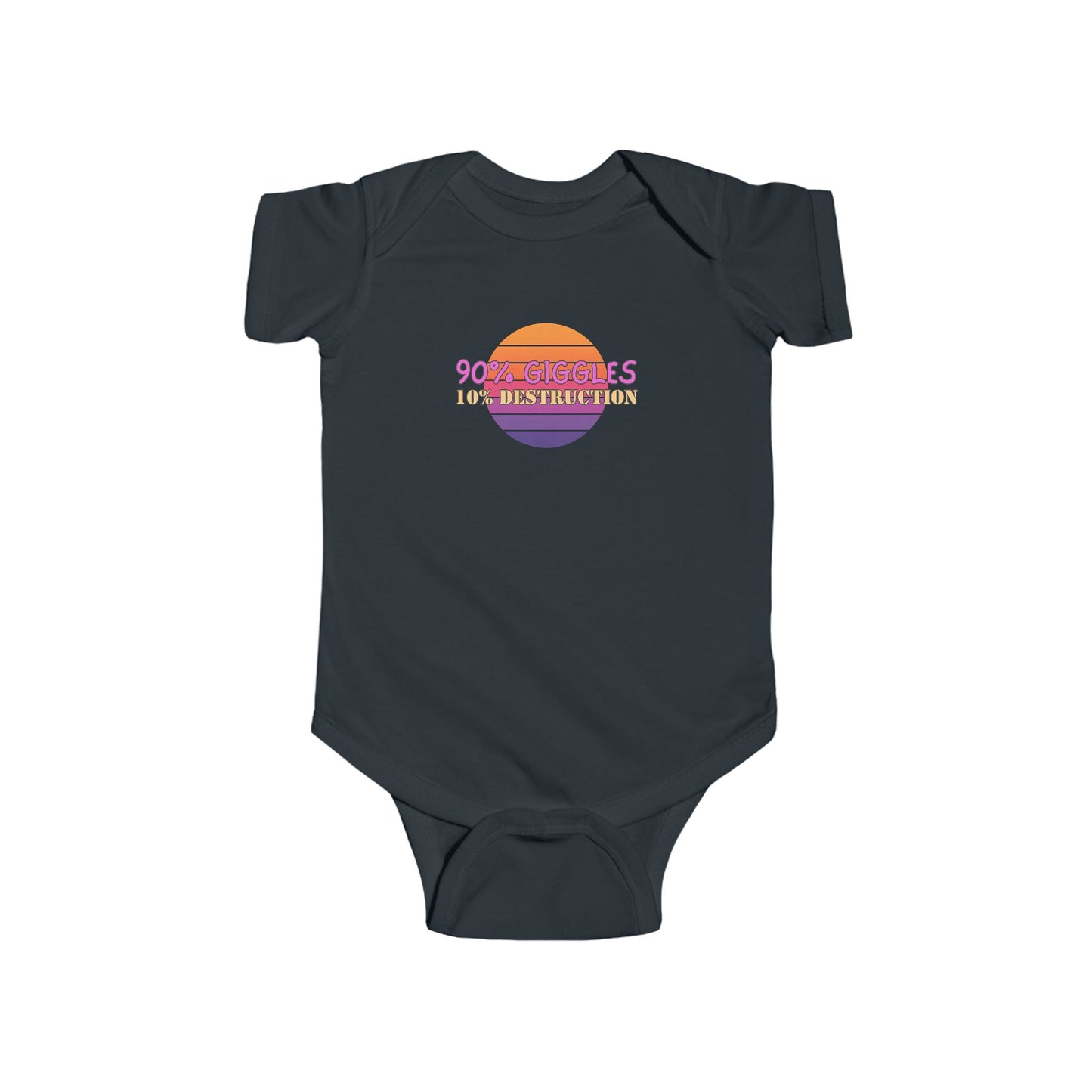 90% Giggles, 10% Destruction - Baby Bodysuit - on Miami Sunset