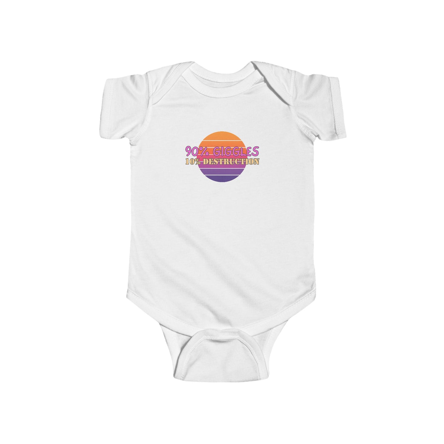 90% Giggles, 10% Destruction - Baby Bodysuit - on Miami Sunset