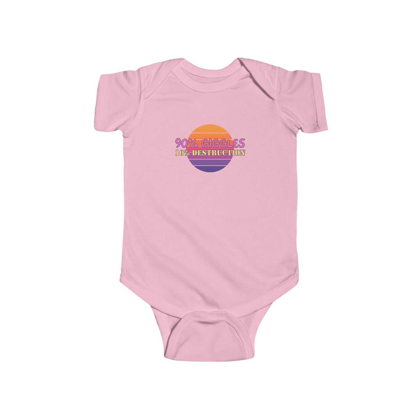 90% Giggles, 10% Destruction - Baby Bodysuit - on Miami Sunset