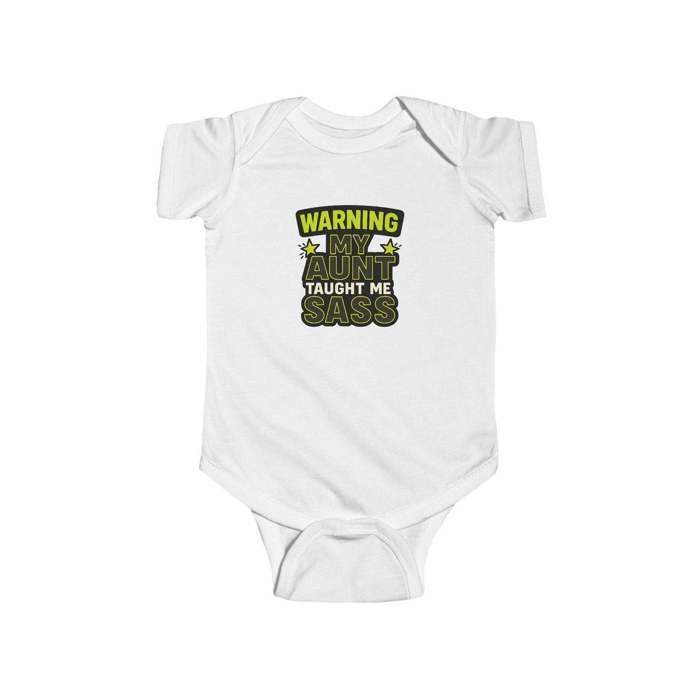 Warning, My Aunt Taught Me Sass - Baby Bodysuit - Toxic Green Sass