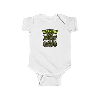 Warning, My Aunt Taught Me Sass - Baby Bodysuit - Toxic Green Sass