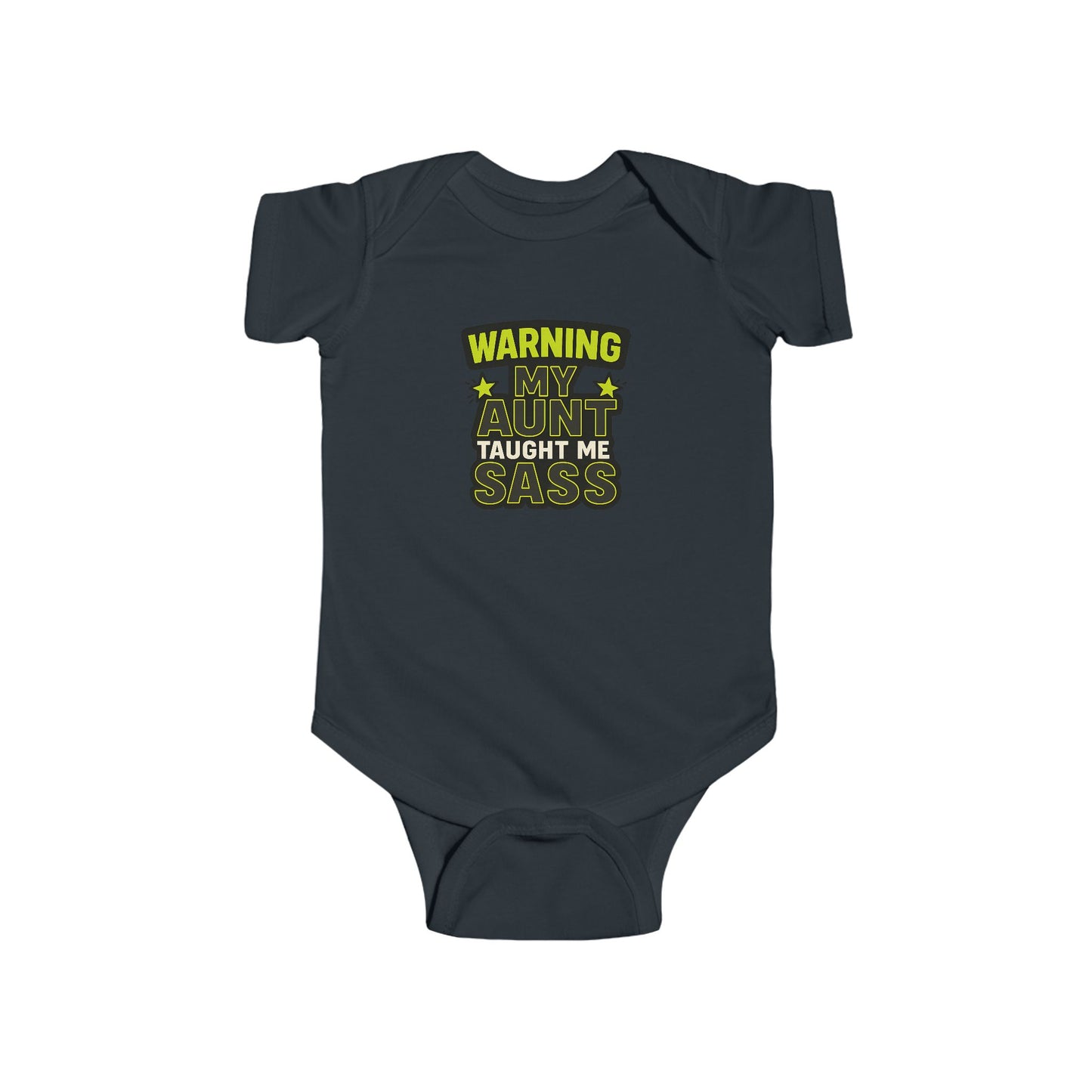 Warning, My Aunt Taught Me Sass - Baby Bodysuit - Toxic Green Sass