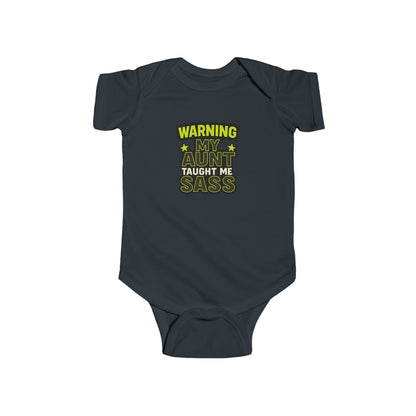 Warning, My Aunt Taught Me Sass - Baby Bodysuit - Toxic Green Sass