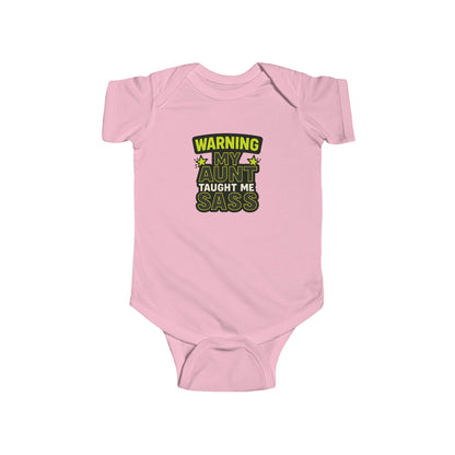 Warning, My Aunt Taught Me Sass - Baby Bodysuit - Toxic Green Sass