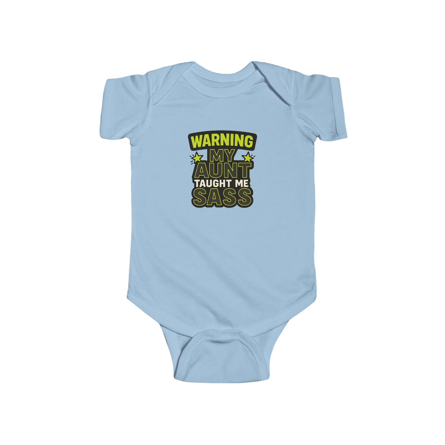 Warning, My Aunt Taught Me Sass - Baby Bodysuit - Toxic Green Sass