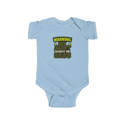 Warning, My Aunt Taught Me Sass - Baby Bodysuit - Toxic Green Sass