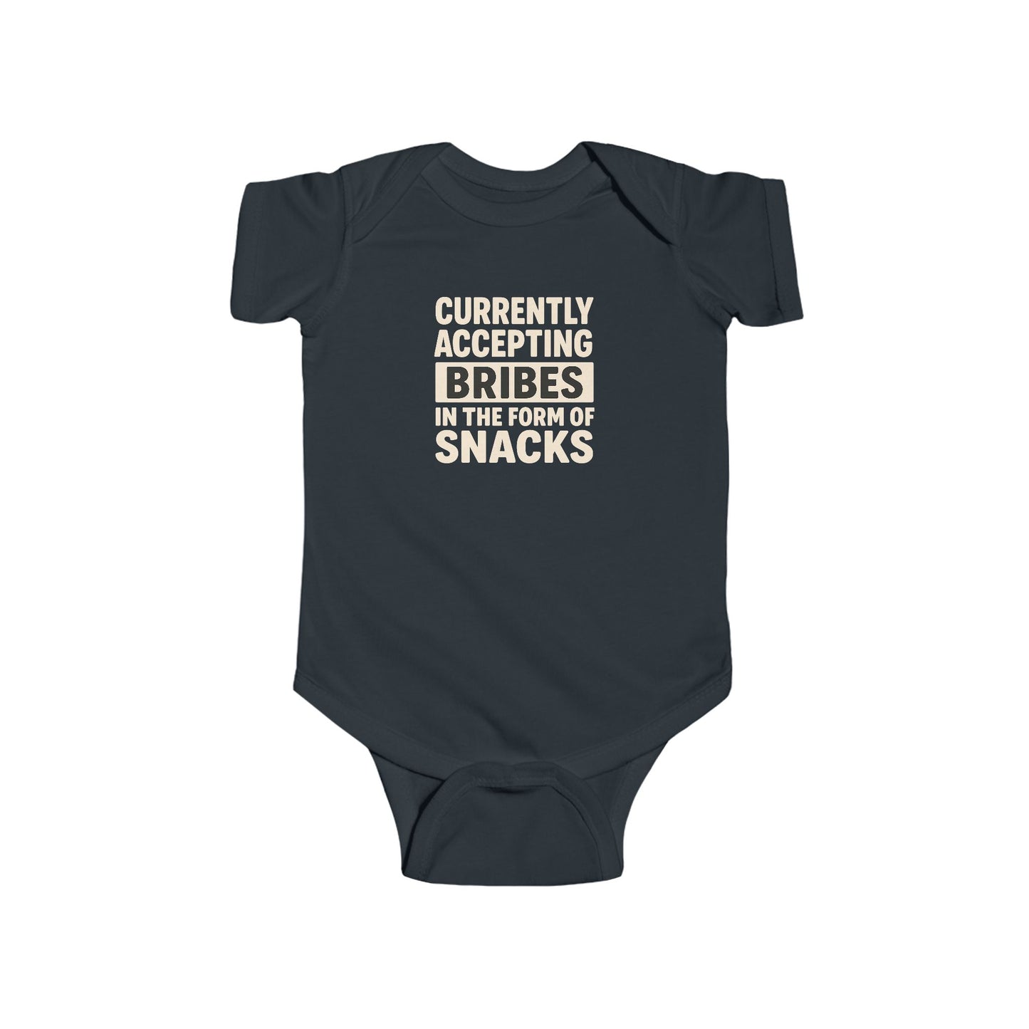 Currently Accepting Bribes in the Form of Snacks - Baby Bodysuit - Blocky Bribes