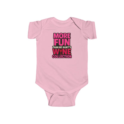 More Fun than my Aunt's Wine Collection - Baby Bodysuit - in Pink