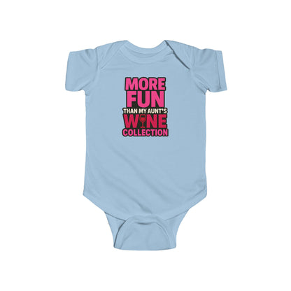 More Fun than my Aunt's Wine Collection - Baby Bodysuit - in Pink