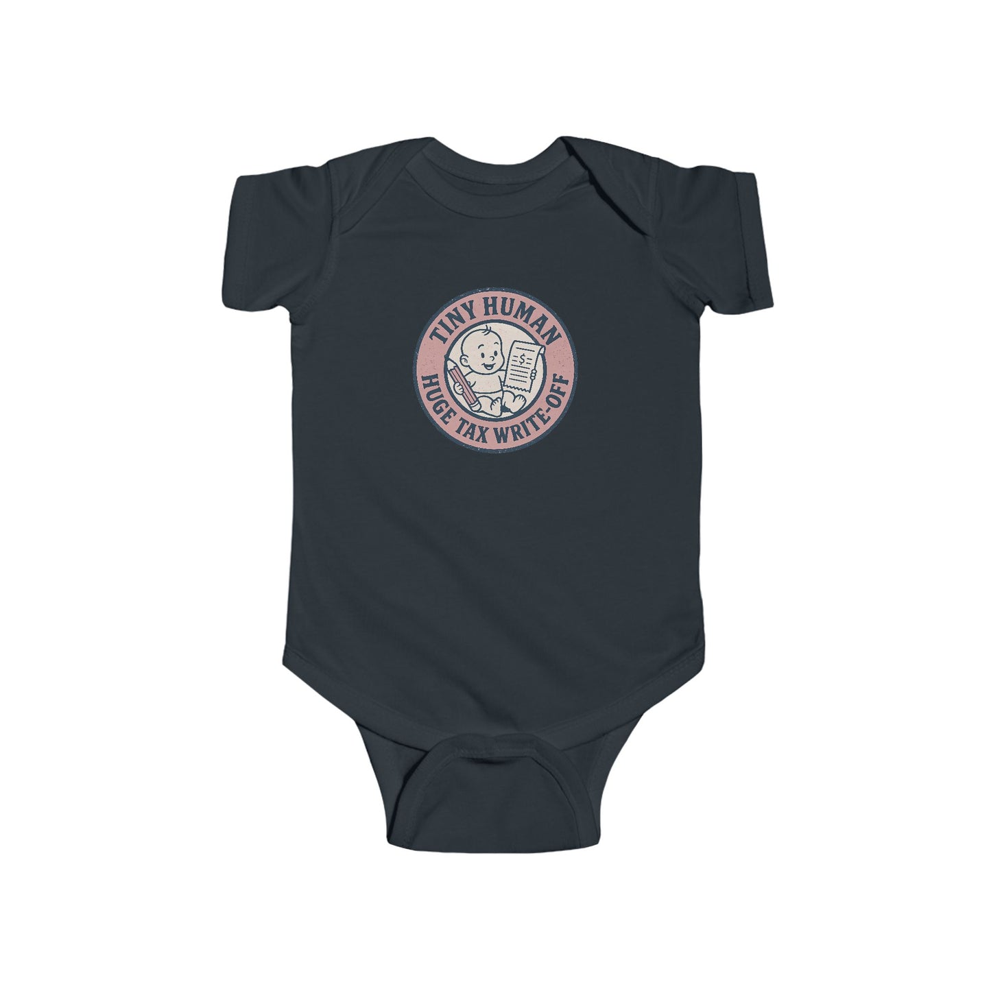 Tiny Human, Huge Tax Write-Off - Baby Bodysuit - Vintage Stamp
