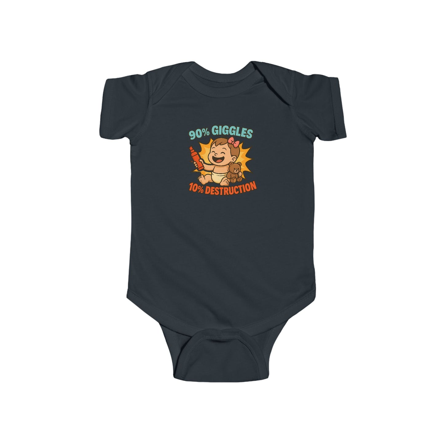 90% Giggles, 10% Destruction - Baby Bodysuit - Artist Charlotte