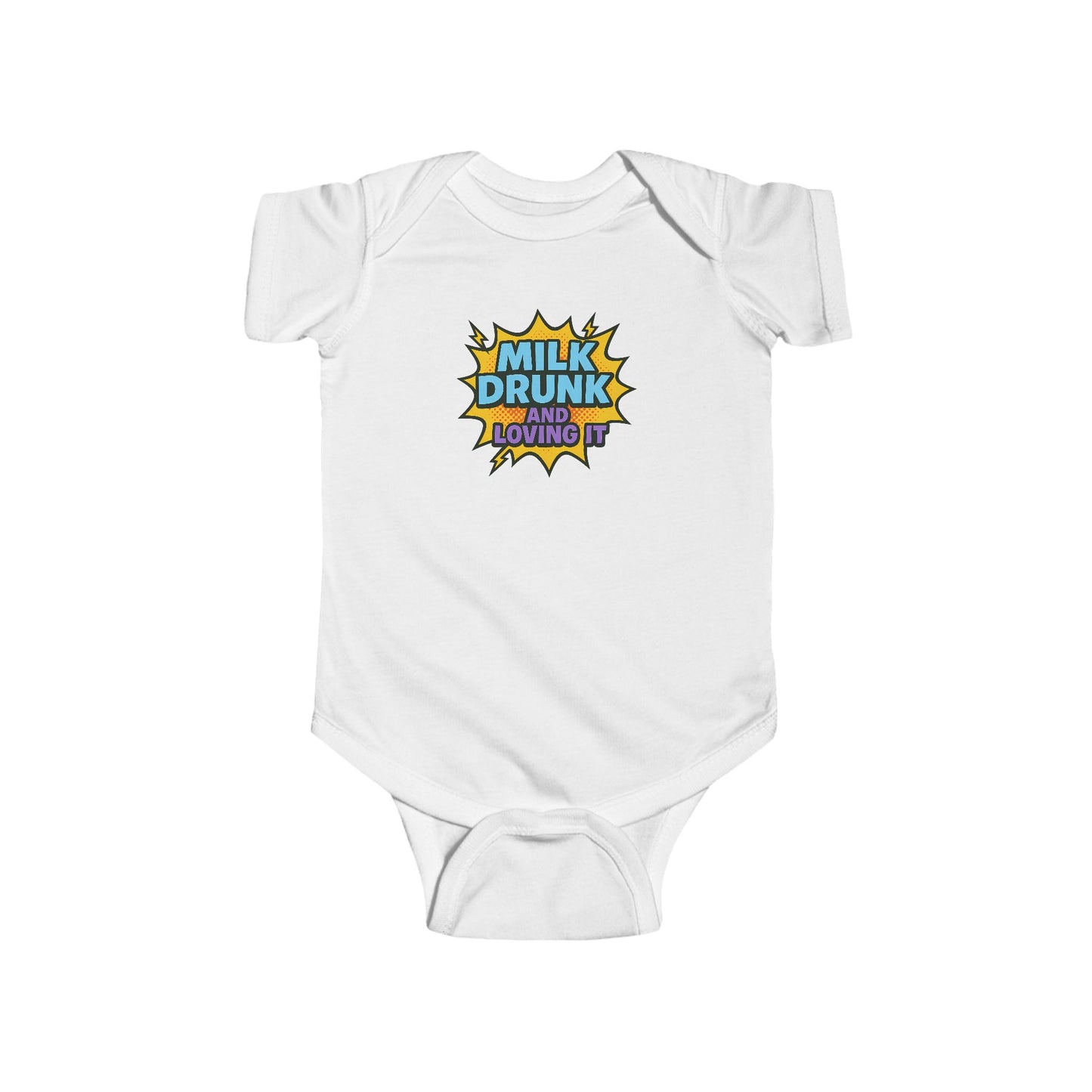 Milk Drunk and Loving It - Baby Bodysuit - Comically Blue