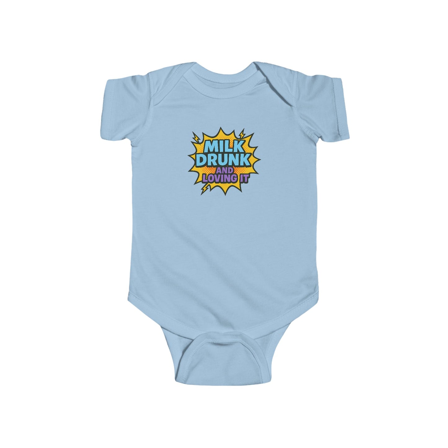 Milk Drunk and Loving It - Baby Bodysuit - Comically Blue