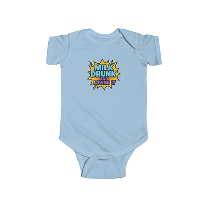 Milk Drunk and Loving It - Baby Bodysuit - Comically Blue