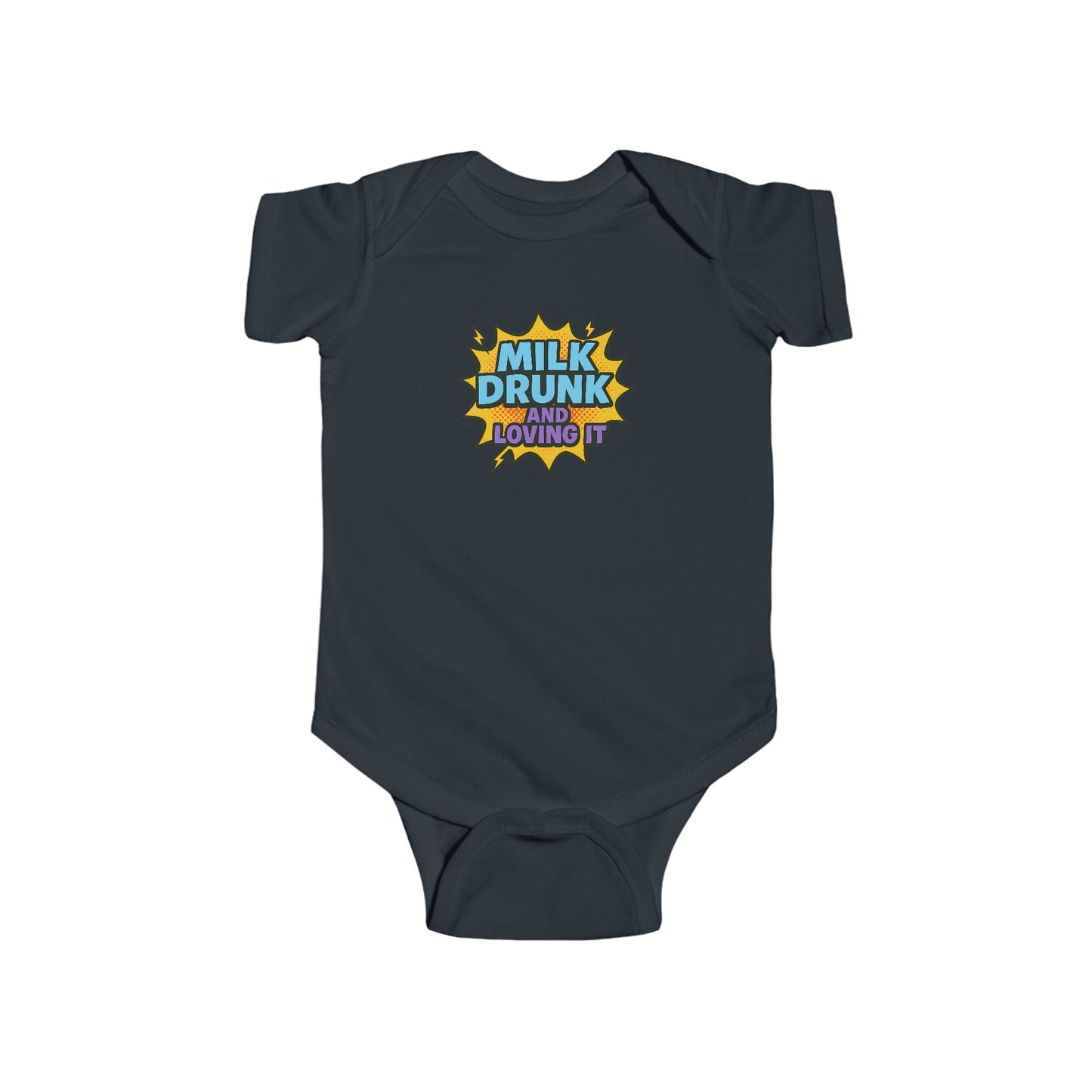 Milk Drunk and Loving It - Baby Bodysuit - Comically Blue