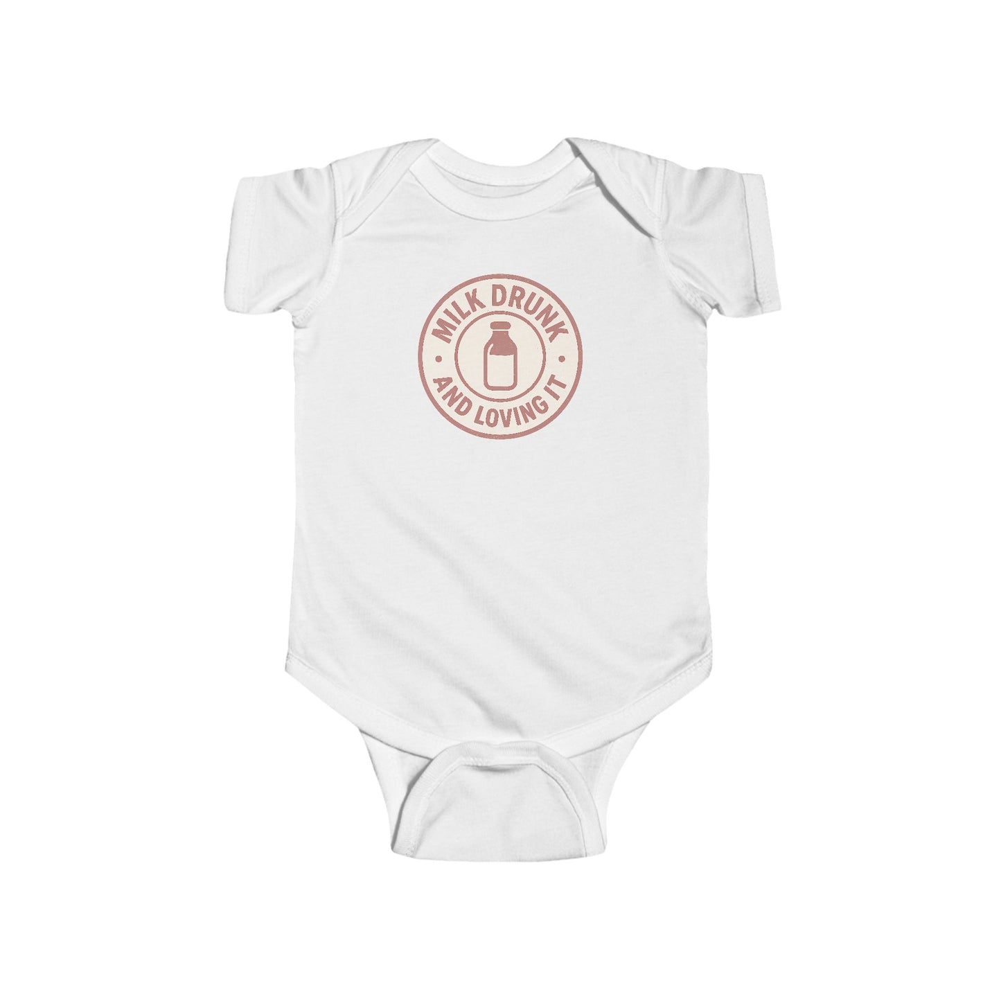 Milk Drunk and Loving It - Baby Bodysuit - Vintage Stamp in Pink