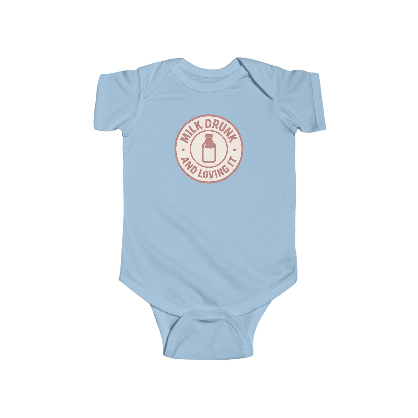 Milk Drunk and Loving It - Baby Bodysuit - Vintage Stamp in Pink