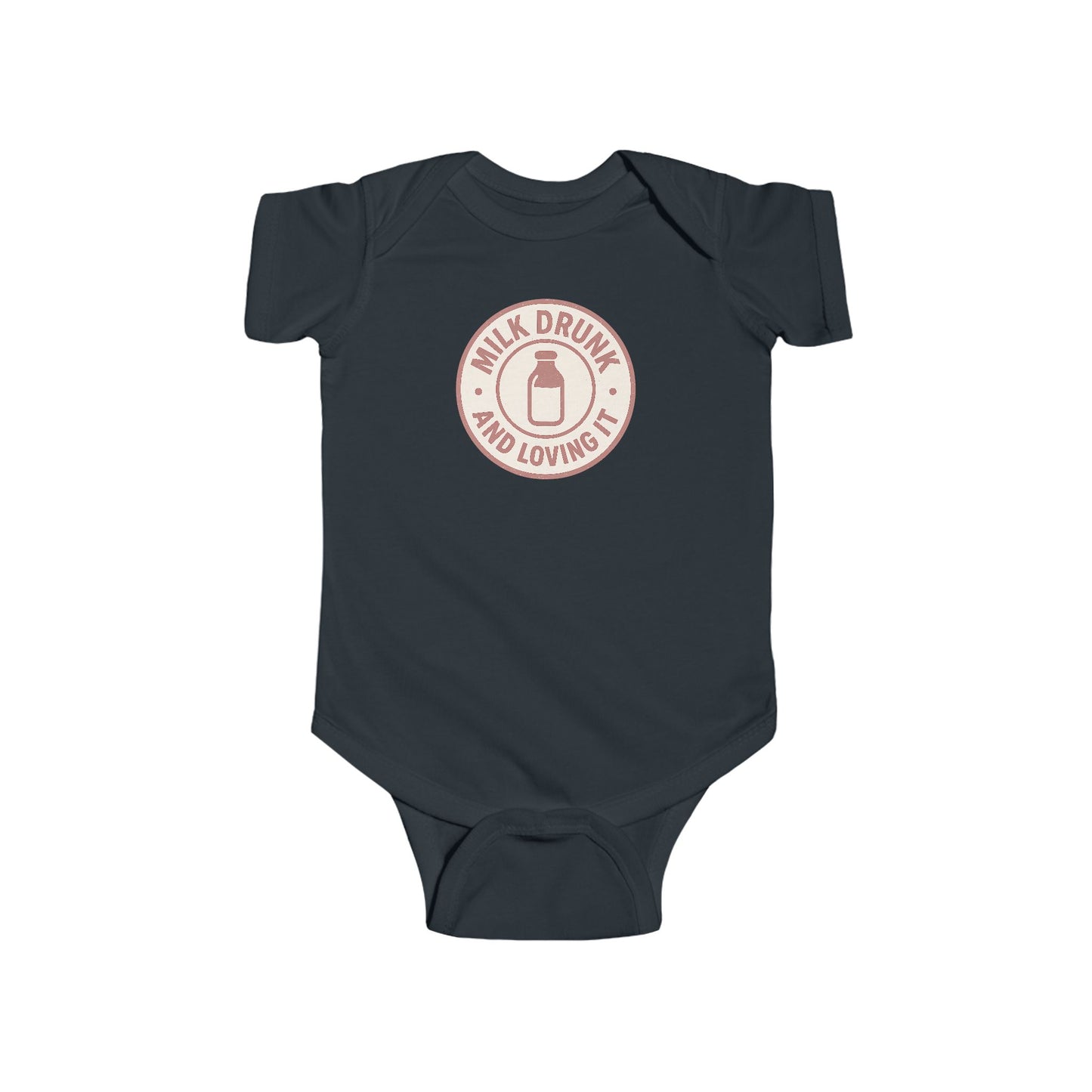 Milk Drunk and Loving It - Baby Bodysuit - Vintage Stamp in Pink