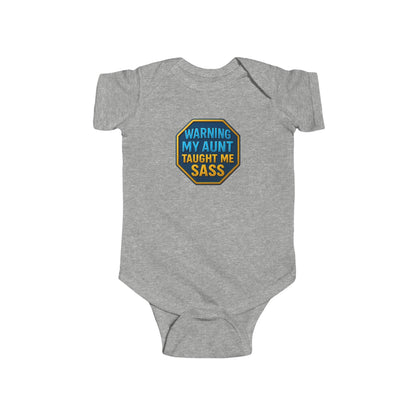 Warning, My Aunt Taught Me Sass - Baby Bodysuit - Blue Sass