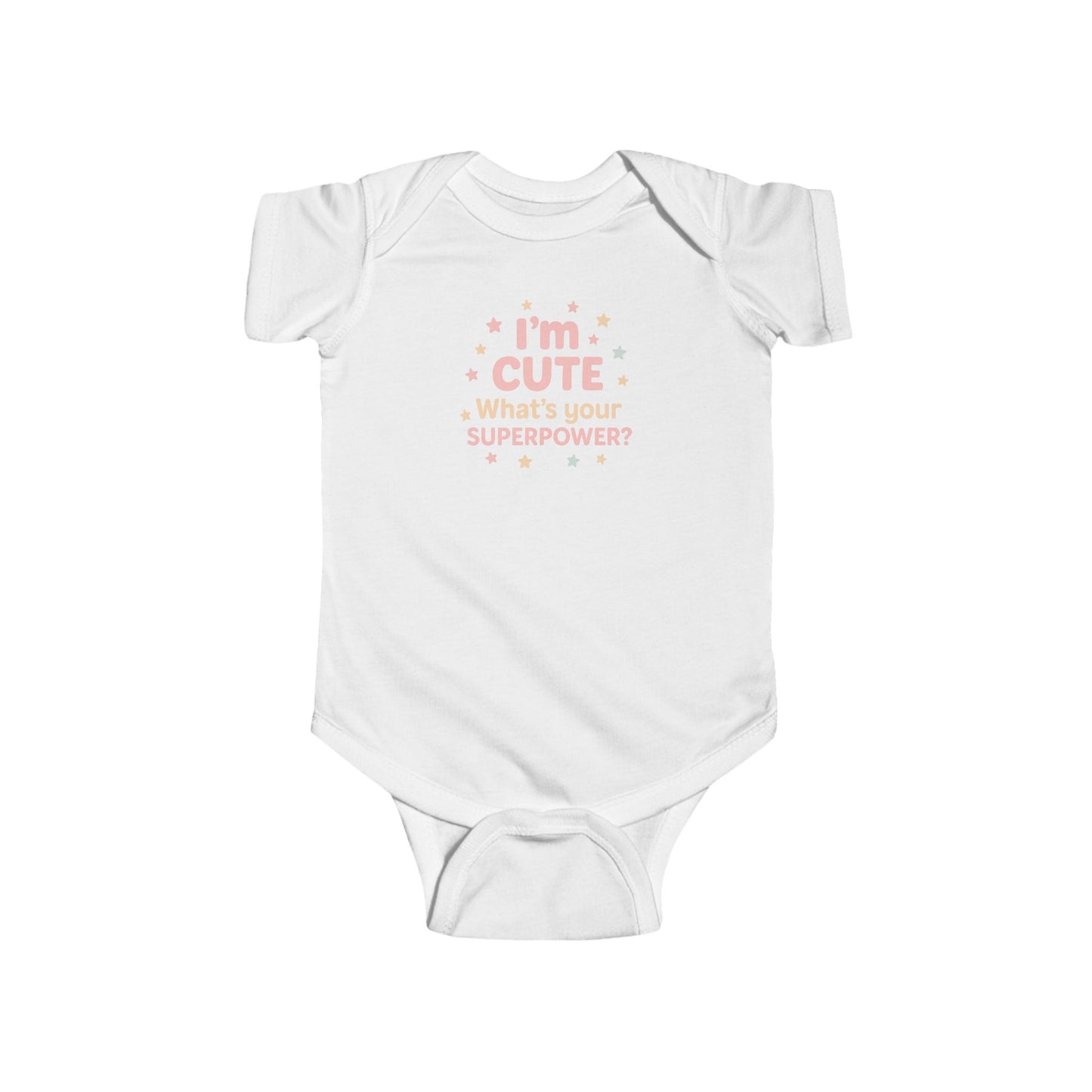I'm Cute, What's Your Superpower? - Baby Bodysuit - Cute in pink