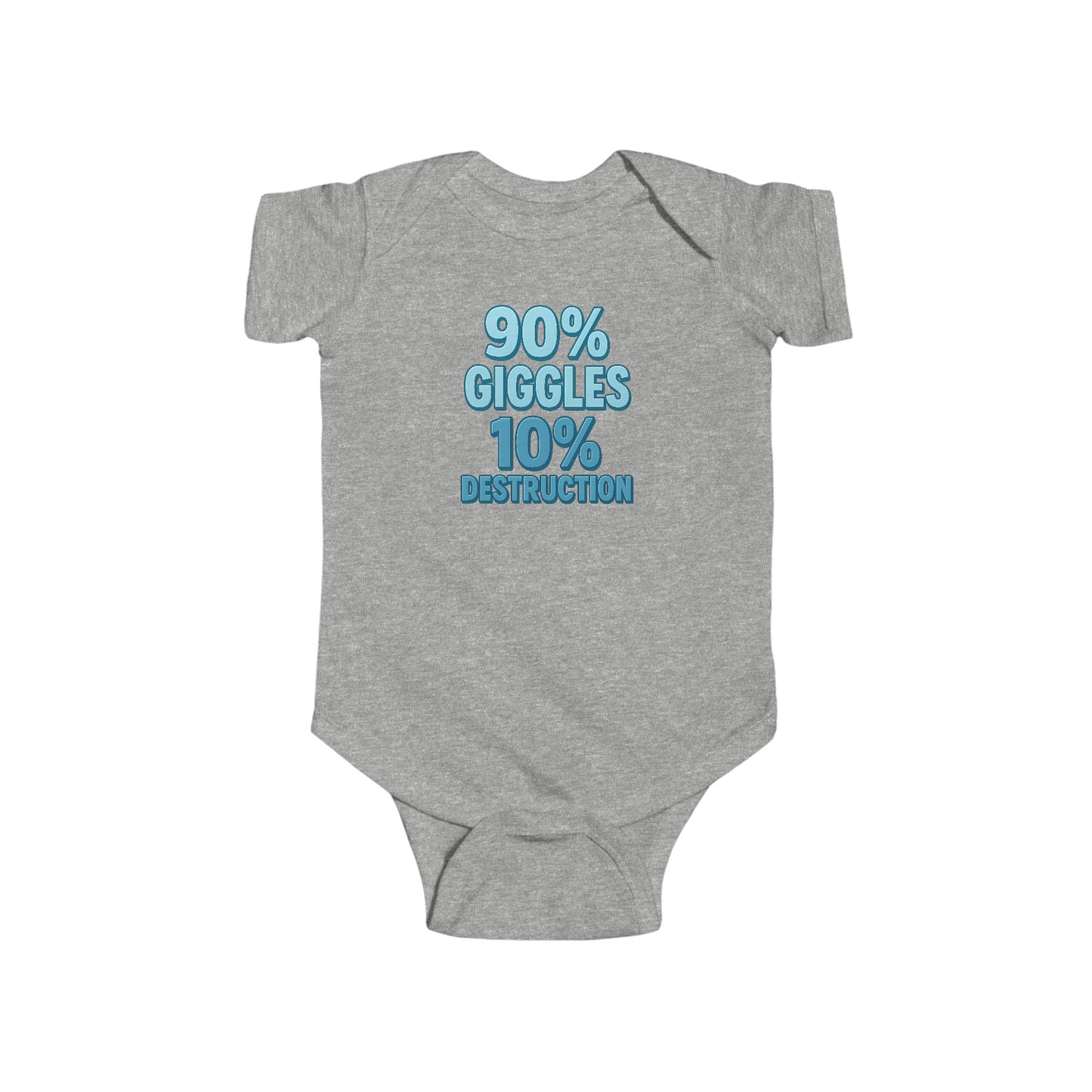 90% Giggles, 10% Destruction - Baby Bodysuit - Bold in Blue