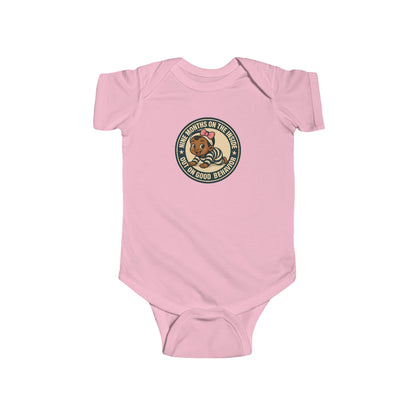 9 Months on the Inside, Out on Good Behavior - Baby Bodysuit - Vintage Stamp Lily