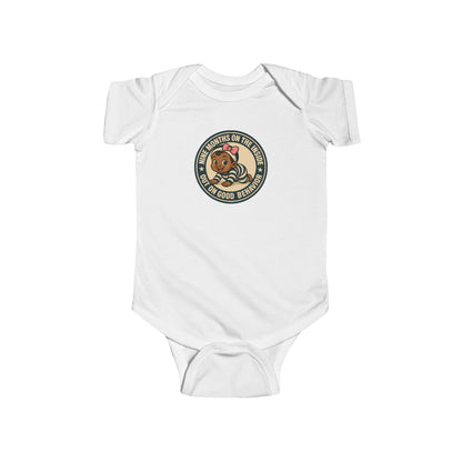 9 Months on the Inside, Out on Good Behavior - Baby Bodysuit - Vintage Stamp Lily