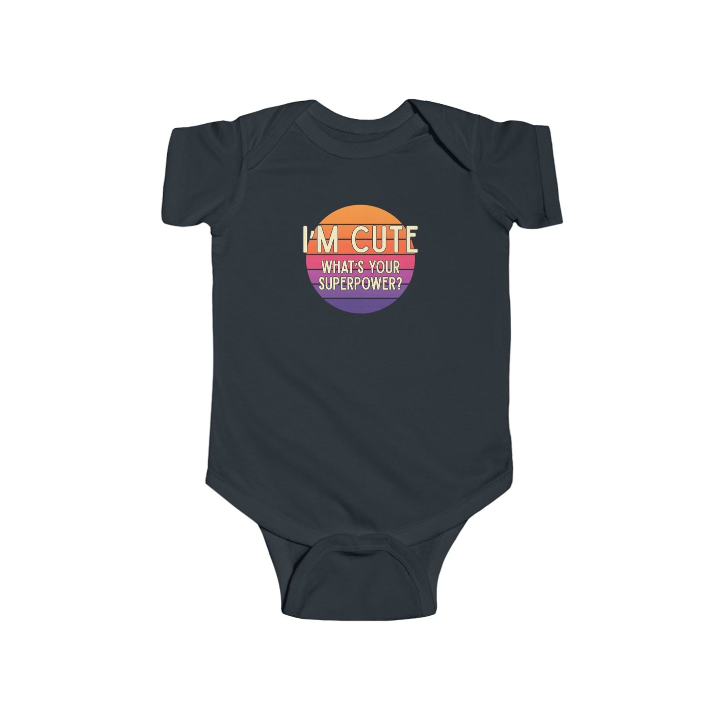 I'm Cute, What's Your Superpower? - Baby Bodysuit - on Miami Sunset