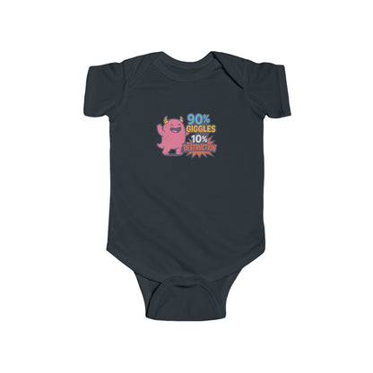 90% Giggles, 10% Destruction - Baby Bodysuit - Pink Monster