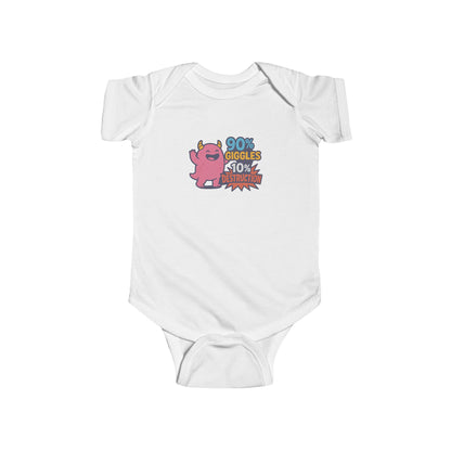 90% Giggles, 10% Destruction - Baby Bodysuit - Pink Monster