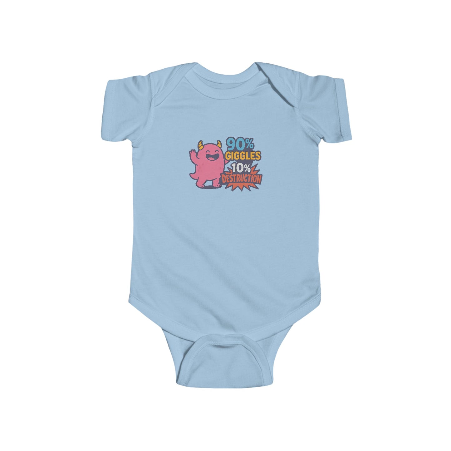 90% Giggles, 10% Destruction - Baby Bodysuit - Pink Monster