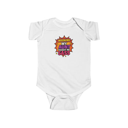 Warning, My Aunt Taught Me Sass - Baby Bodysuit - Comic Sass