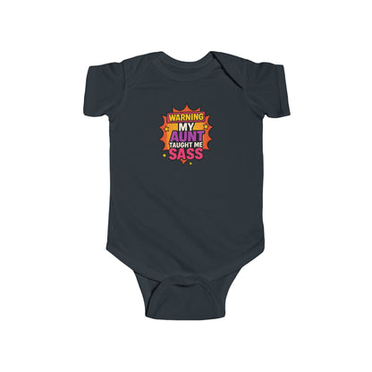 Warning, My Aunt Taught Me Sass - Baby Bodysuit - Comic Sass