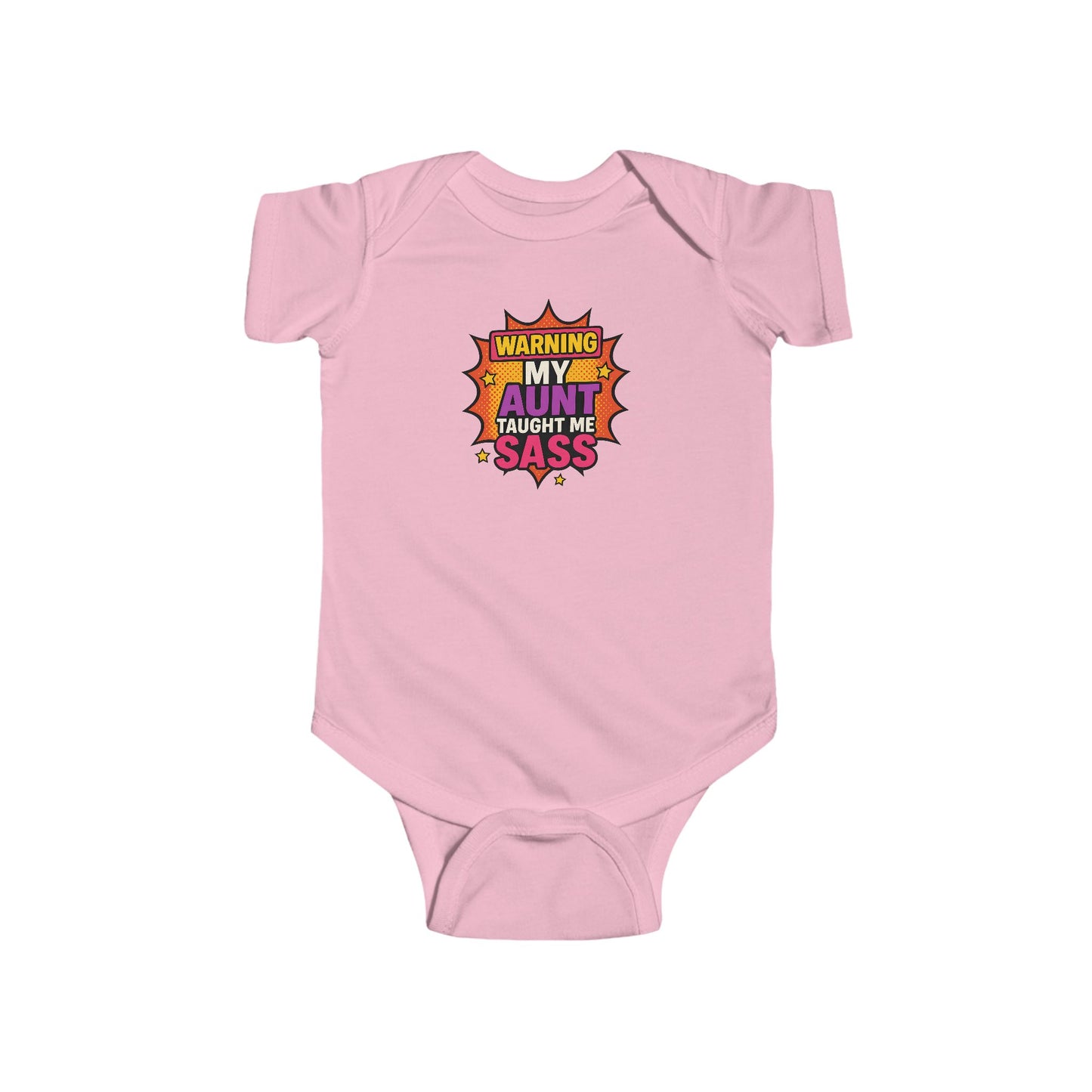 Warning, My Aunt Taught Me Sass - Baby Bodysuit - Comic Sass