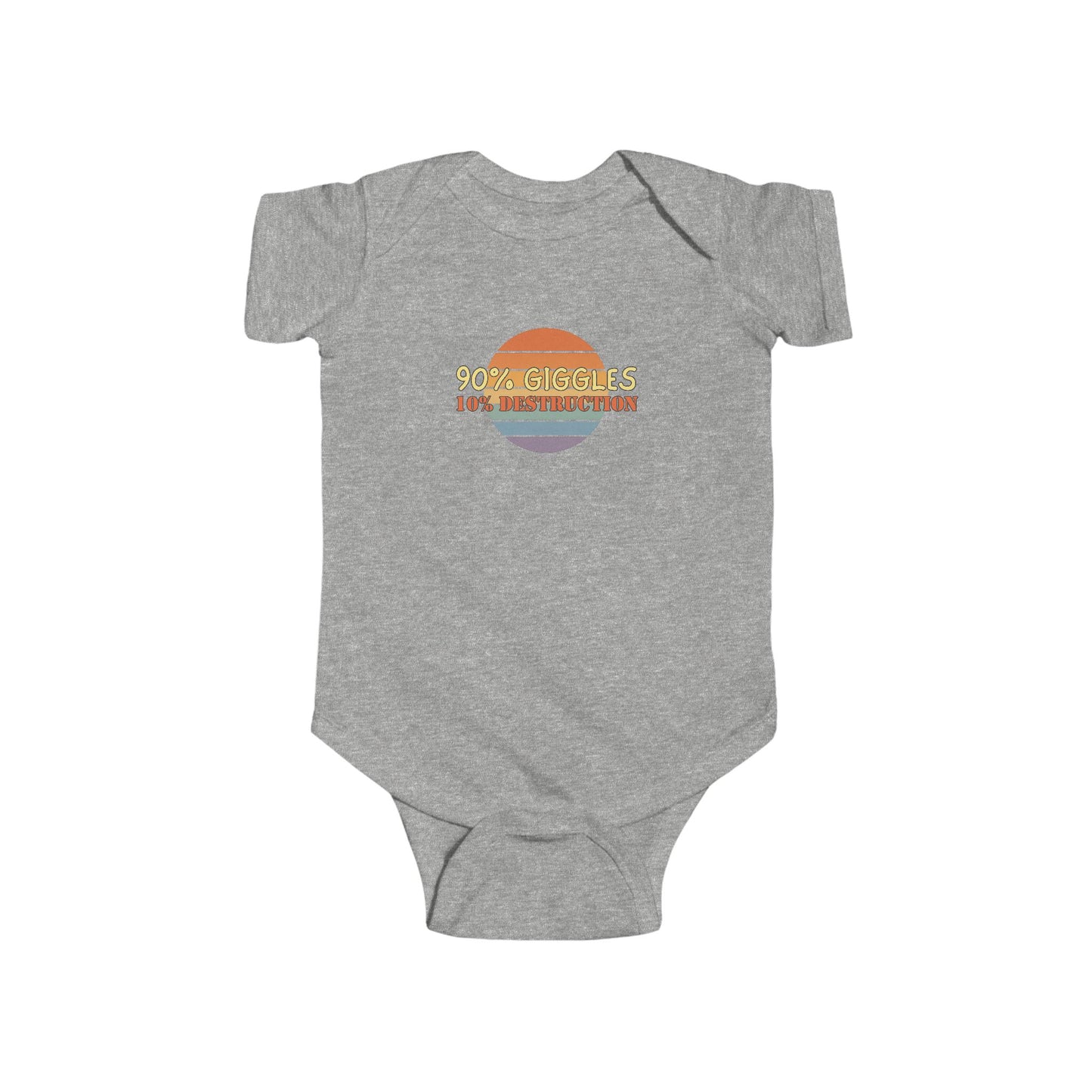 90% Giggles, 10% Destruction - Baby Bodysuit - on Chicago Sunset