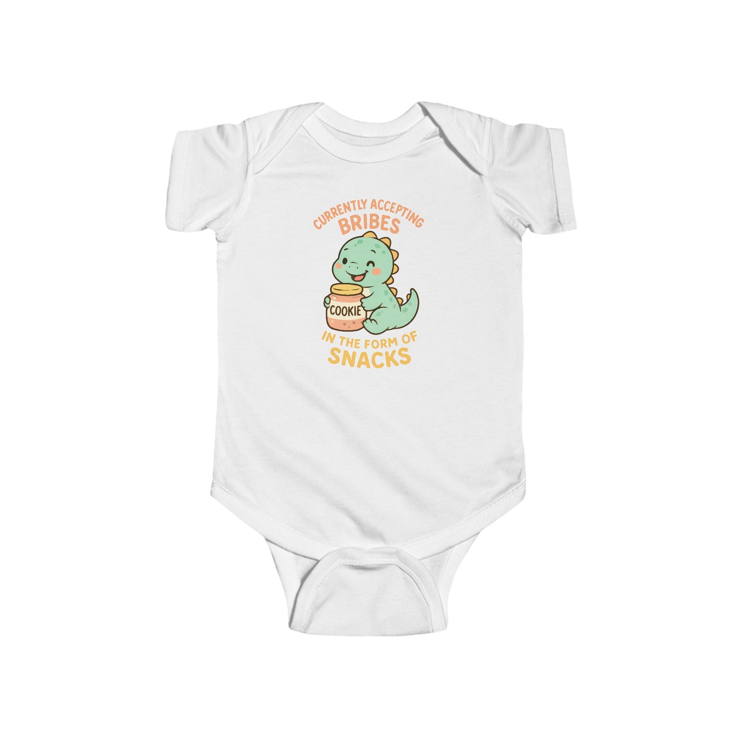 Currently Accepting Bribes in the Form of Snacks - Baby Bodysuit - Happy Dino