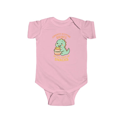 Currently Accepting Bribes in the Form of Snacks - Baby Bodysuit - Happy Dino