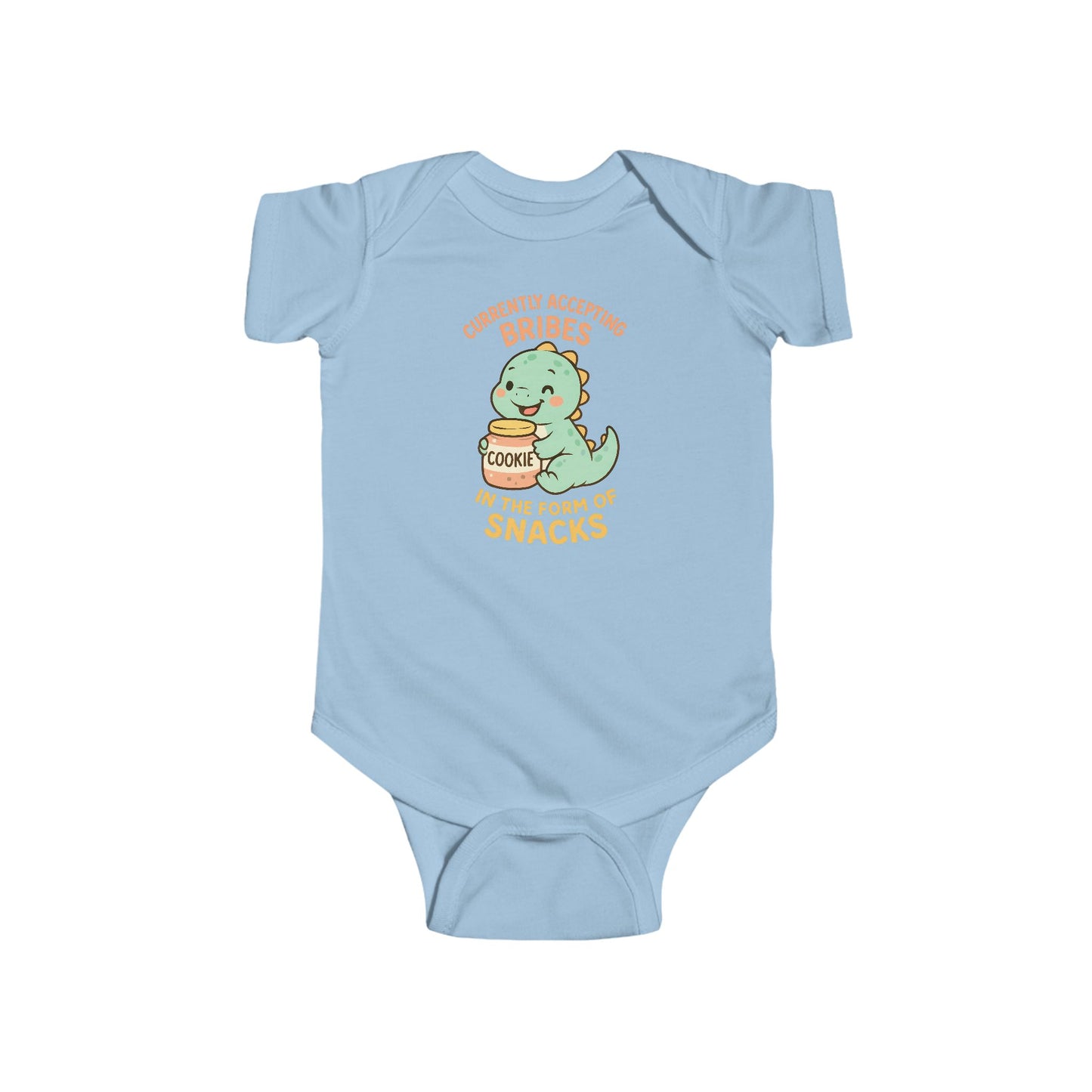 Currently Accepting Bribes in the Form of Snacks - Baby Bodysuit - Happy Dino